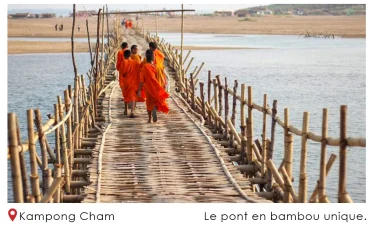 Le pont en bambou unique de Kampong Cham relie a lile de Koh Pen