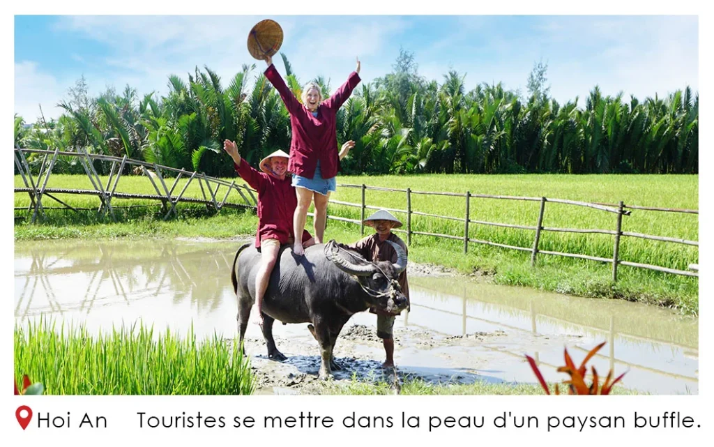 touristes se mettre dans la peau dun paysan buffle Hoi An