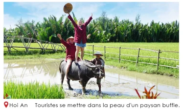 touristes se mettre dans la peau dun paysan buffle Hoi An